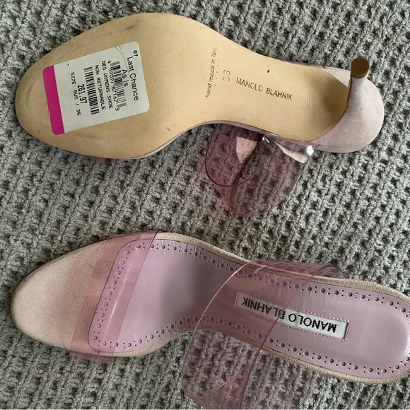 Manolo Blahnik Shoes - Manolo Blahnik Pink Clear-Strap Heeled Sandals
